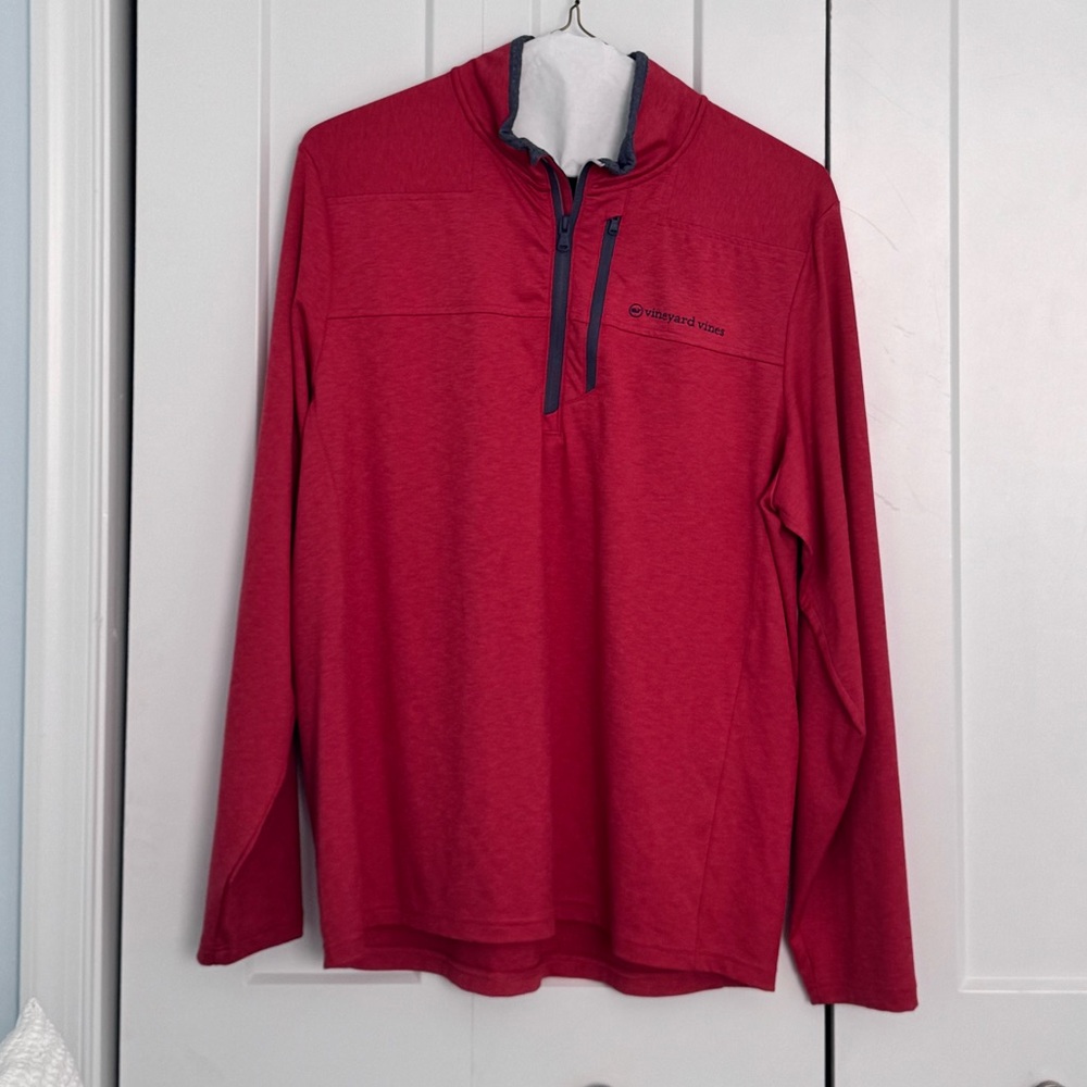 Men’s Vineyard Vines Performance Quarter Zip Large Red